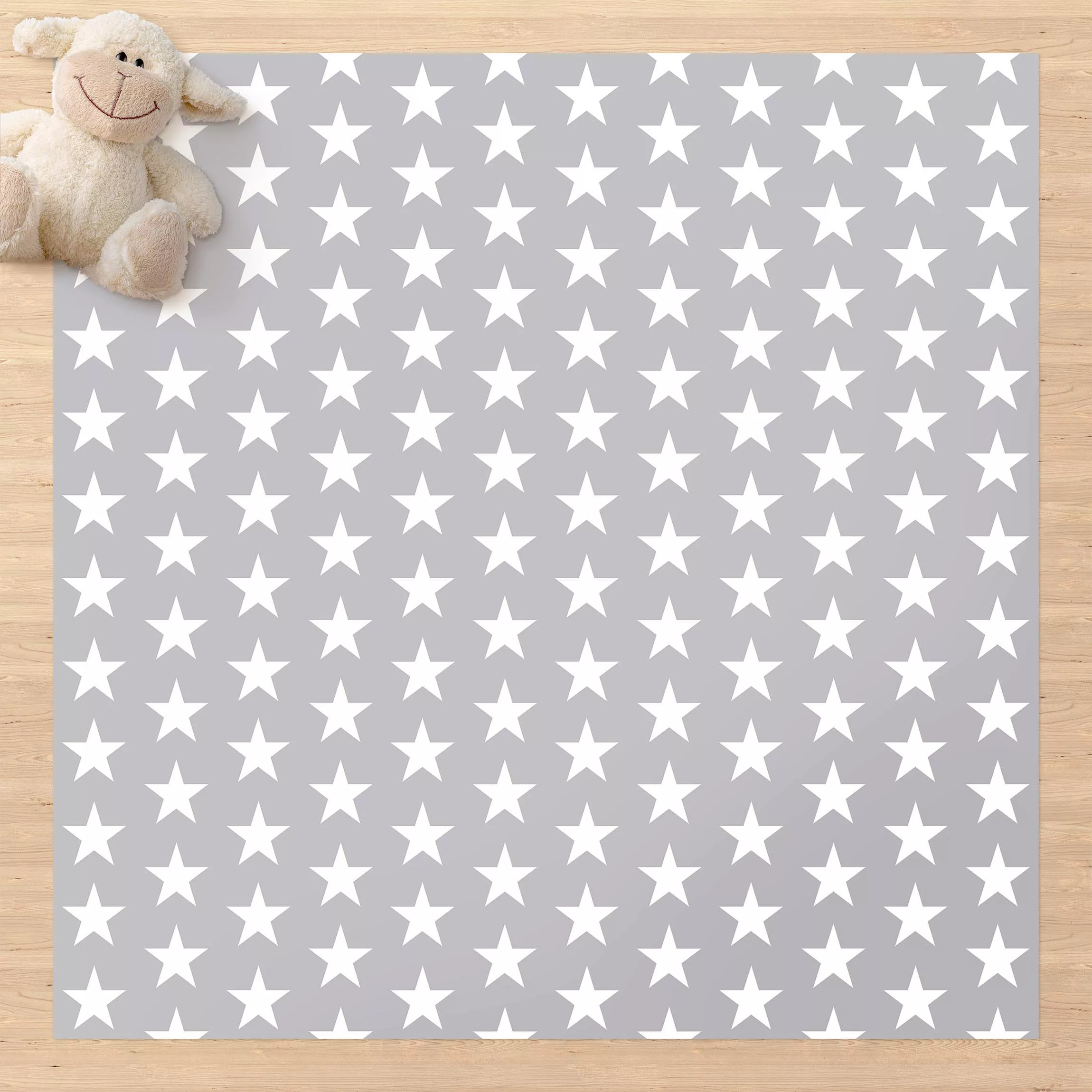 Vinyl-Teppich Weiße Sterne auf grauem Hintergrund günstig online kaufen