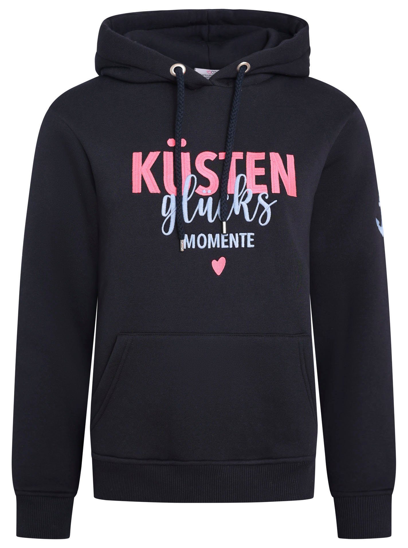 Zwillingsherz Sweatshirt gestickter Schriftzug vorn und günstig online kaufen