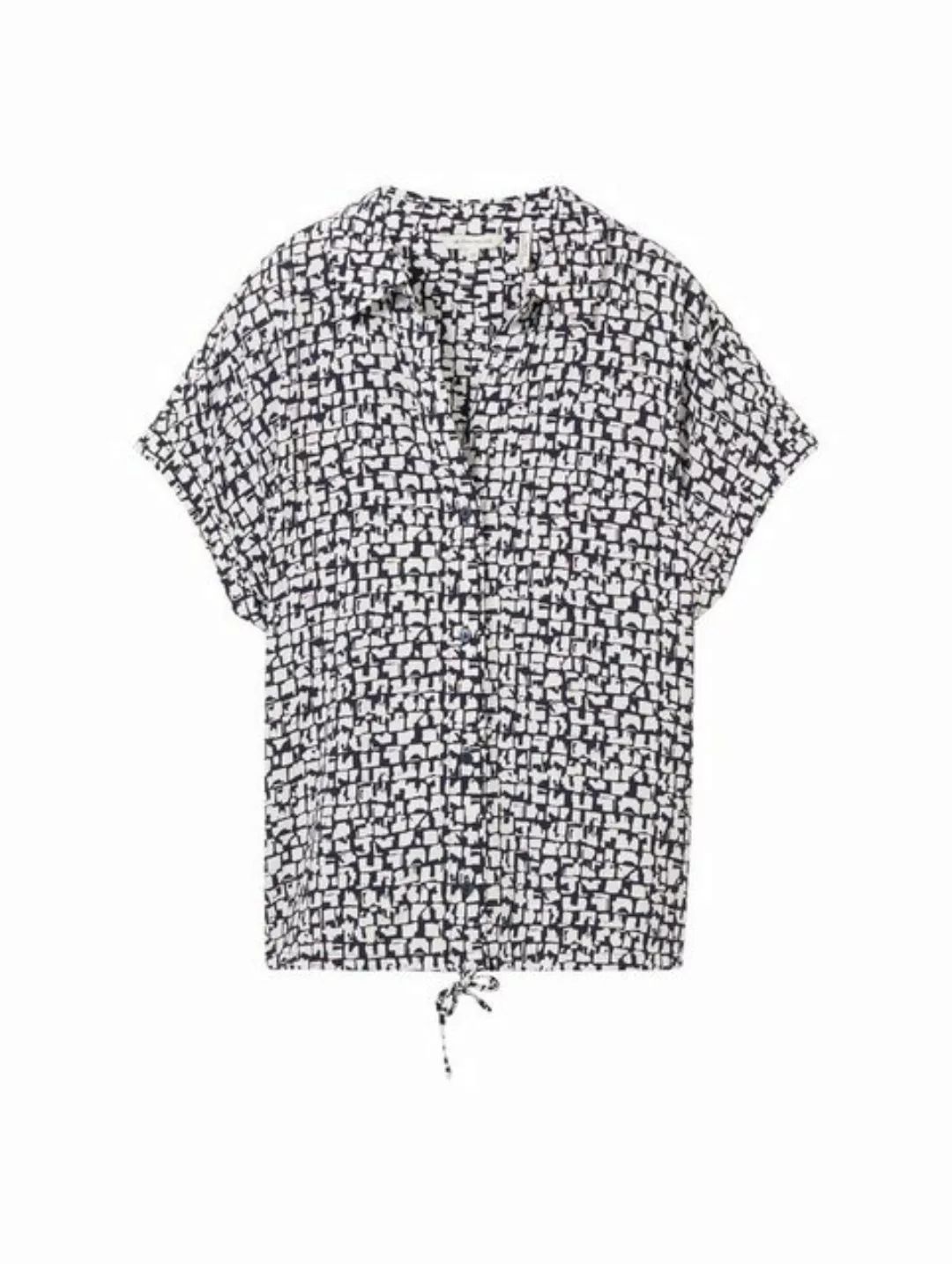 TOM TAILOR Blusenshirt printed shortsleeve blouse, navy tile design günstig online kaufen