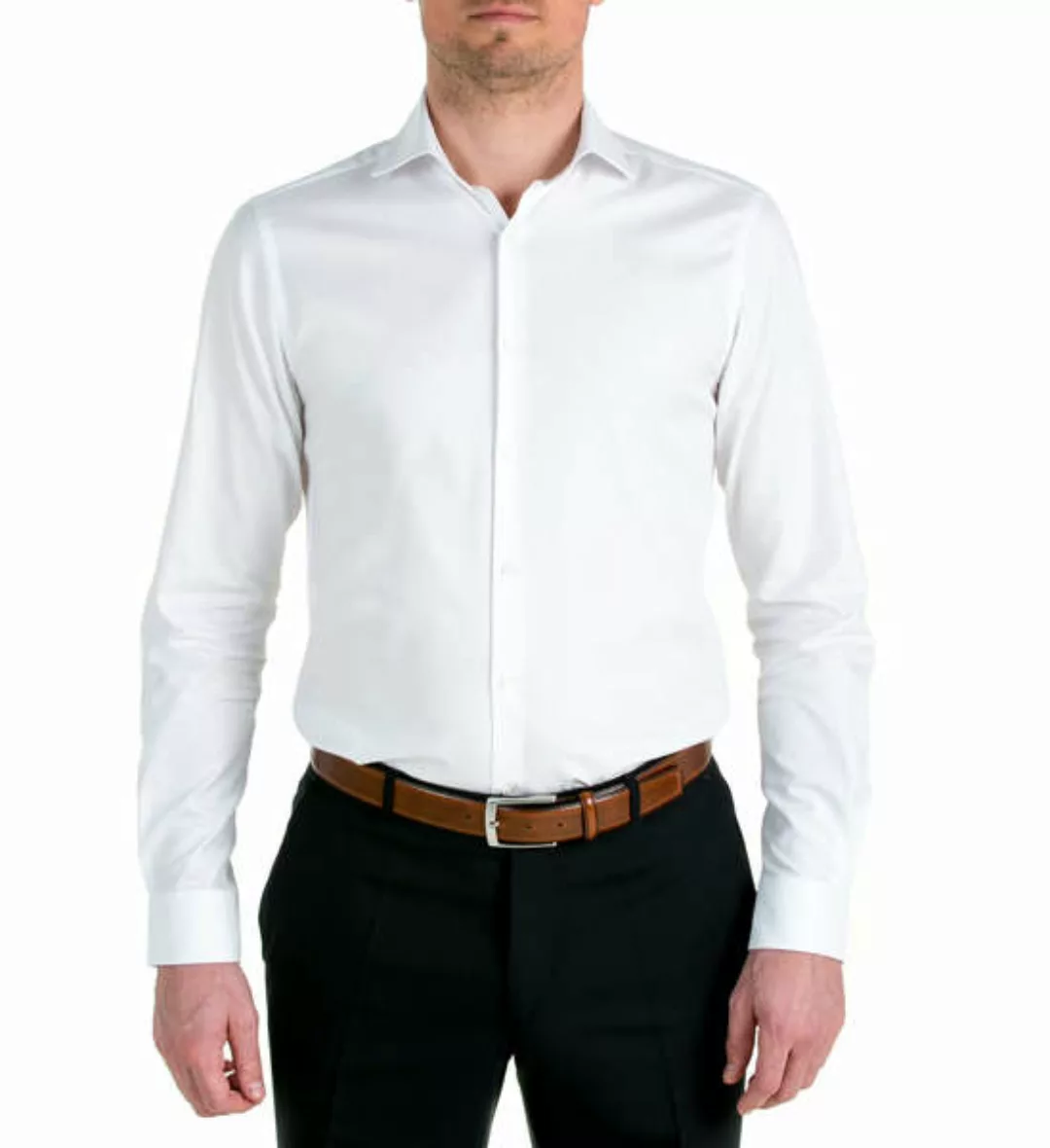 Nachhaltige Langarm Herren Hemd Serious White Oxford Slim Fit günstig online kaufen
