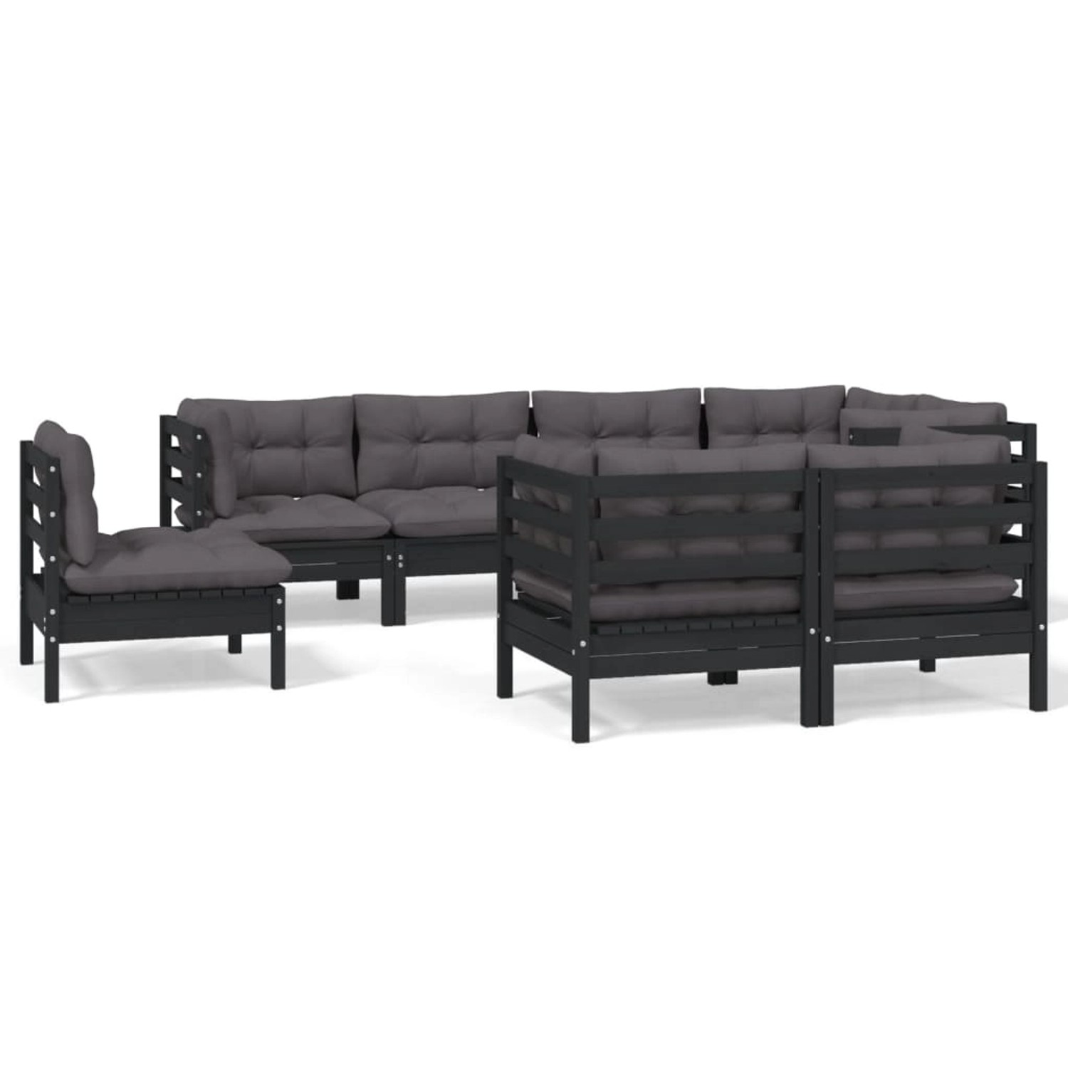 vidaXL 8-tlg Garten-Lounge-Set mit Kissen Schwarz Massivholz Kiefer Modell günstig online kaufen