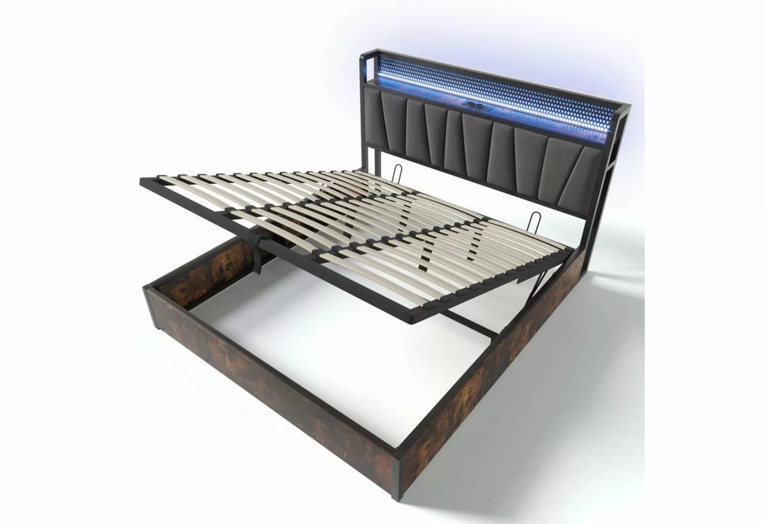 Welikera Polsterbett 180x200cm Metallbett Doppelbett,Kopfteilmit USB Ladefu günstig online kaufen