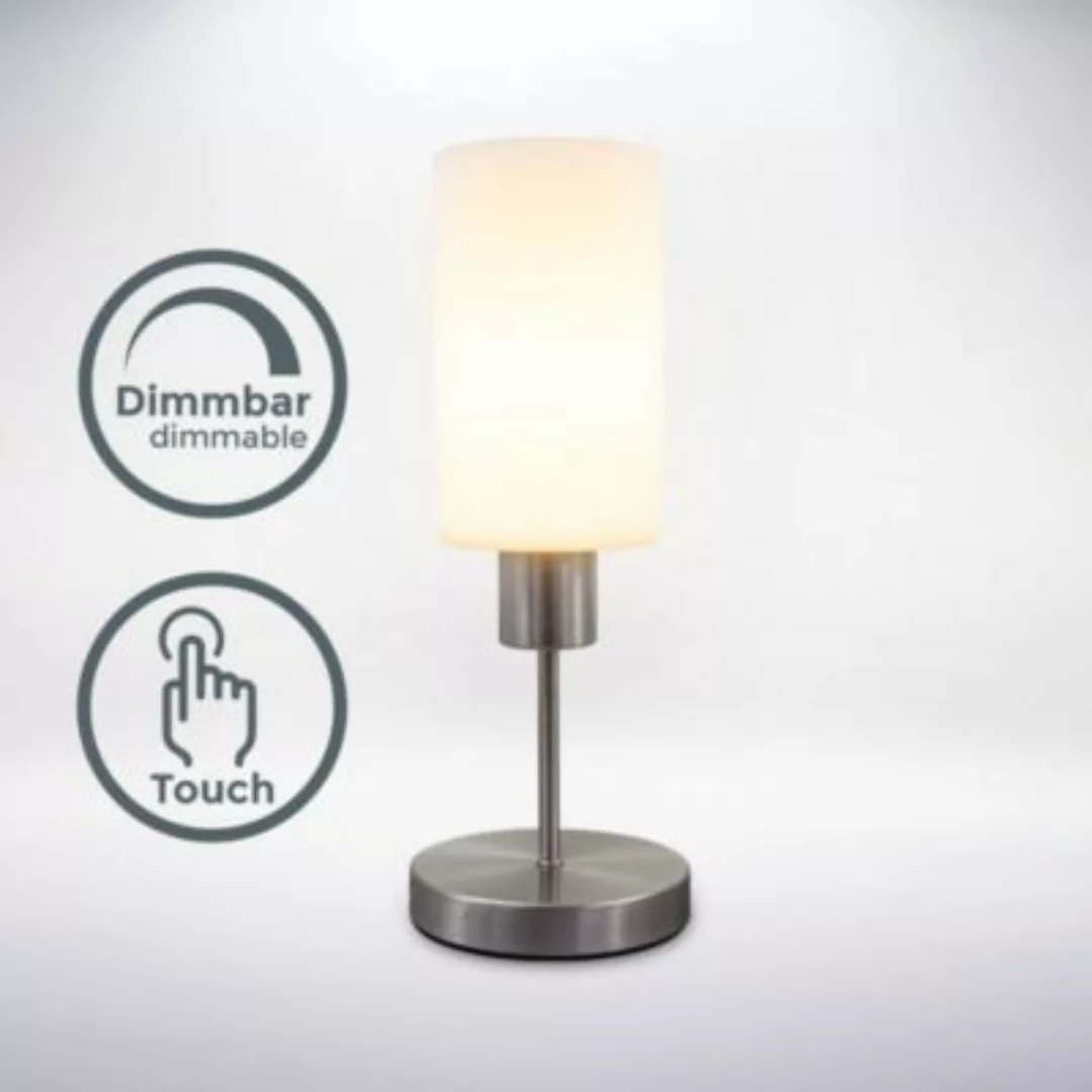 B.K.Licht Tischleuchte Touchlampe Nachttisch-Lampe Schreibtischlampe Glas W günstig online kaufen