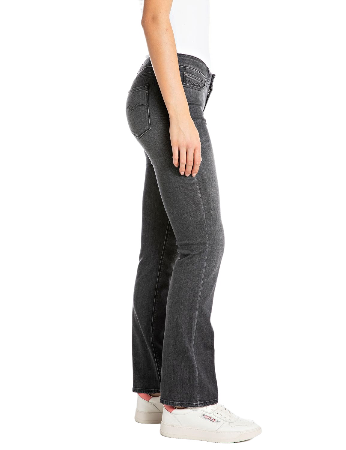 Replay Damen Jeans NEW LUZ BOOTCUT - Grau- Dark Grey Denim günstig online kaufen