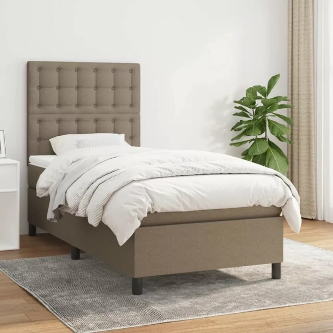 vidaXL Bett Boxspringbett mit Matratze Taupe 90x200 cm Stoff günstig online kaufen