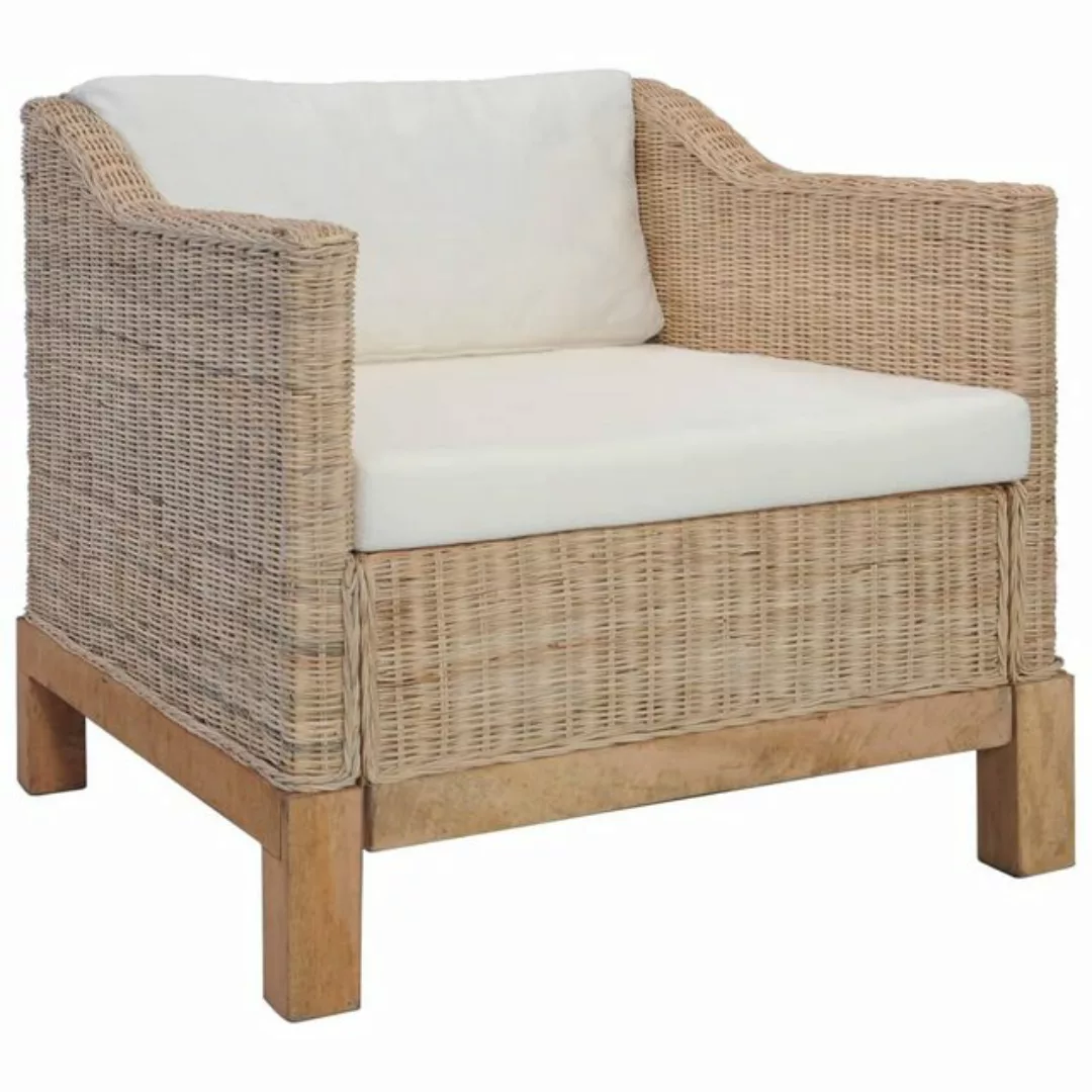 vidaXL Sofa, 2-tlg. Sofagarnitur mit Kissen Natur Rattan günstig online kaufen