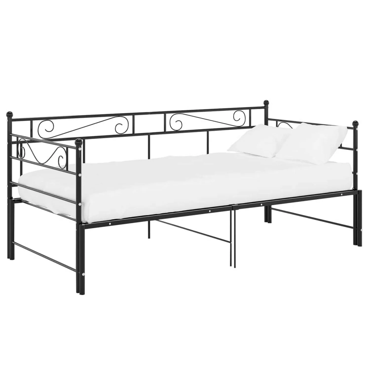 vidaXL Gästebett Ausziehsofa Bettgestell Schwarz Metall 90x200 cm Einzelbet günstig online kaufen