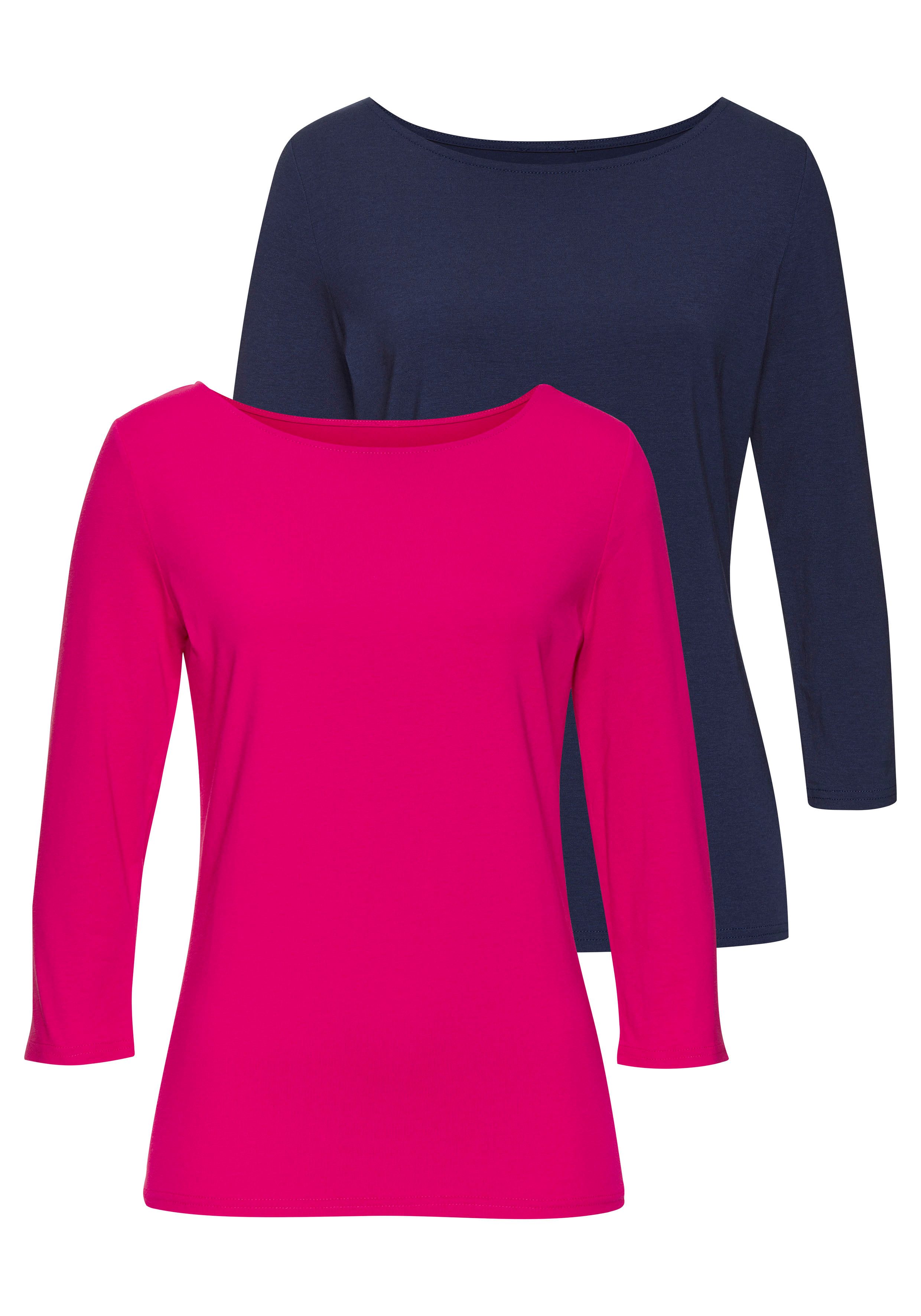 LASCANA 3/4-Arm-Shirt, (2er-Pack), aus elastischer Baumwoll-Modal-Qualität günstig online kaufen
