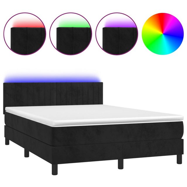 vidaXL Boxspringbett Bett Boxspringbett mit Matratze & LED Samt (140 x 200 günstig online kaufen