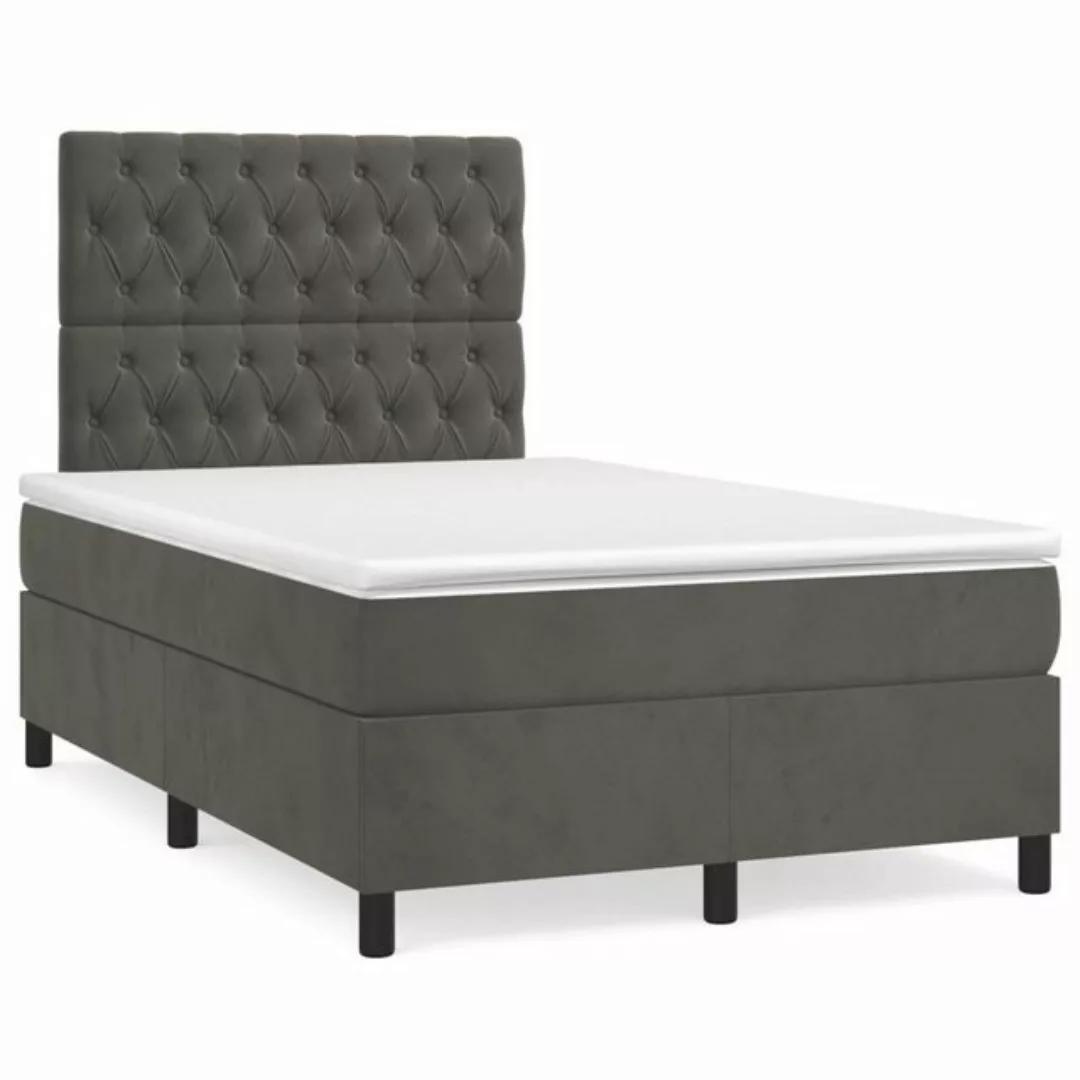 furnicato Bett Boxspringbett mit Matratze Dunkelgrau 120x200 cm Samt günstig online kaufen