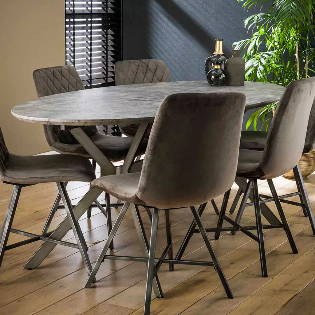 Ovaler Esszimmertisch in Beton Grau Loft Design günstig online kaufen