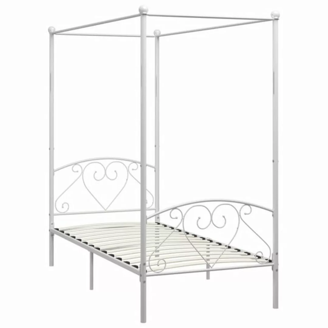 furnicato Bettgestell Himmelbett-Gestell Weiß Metall 100 x 200 cm (1-tlg) günstig online kaufen