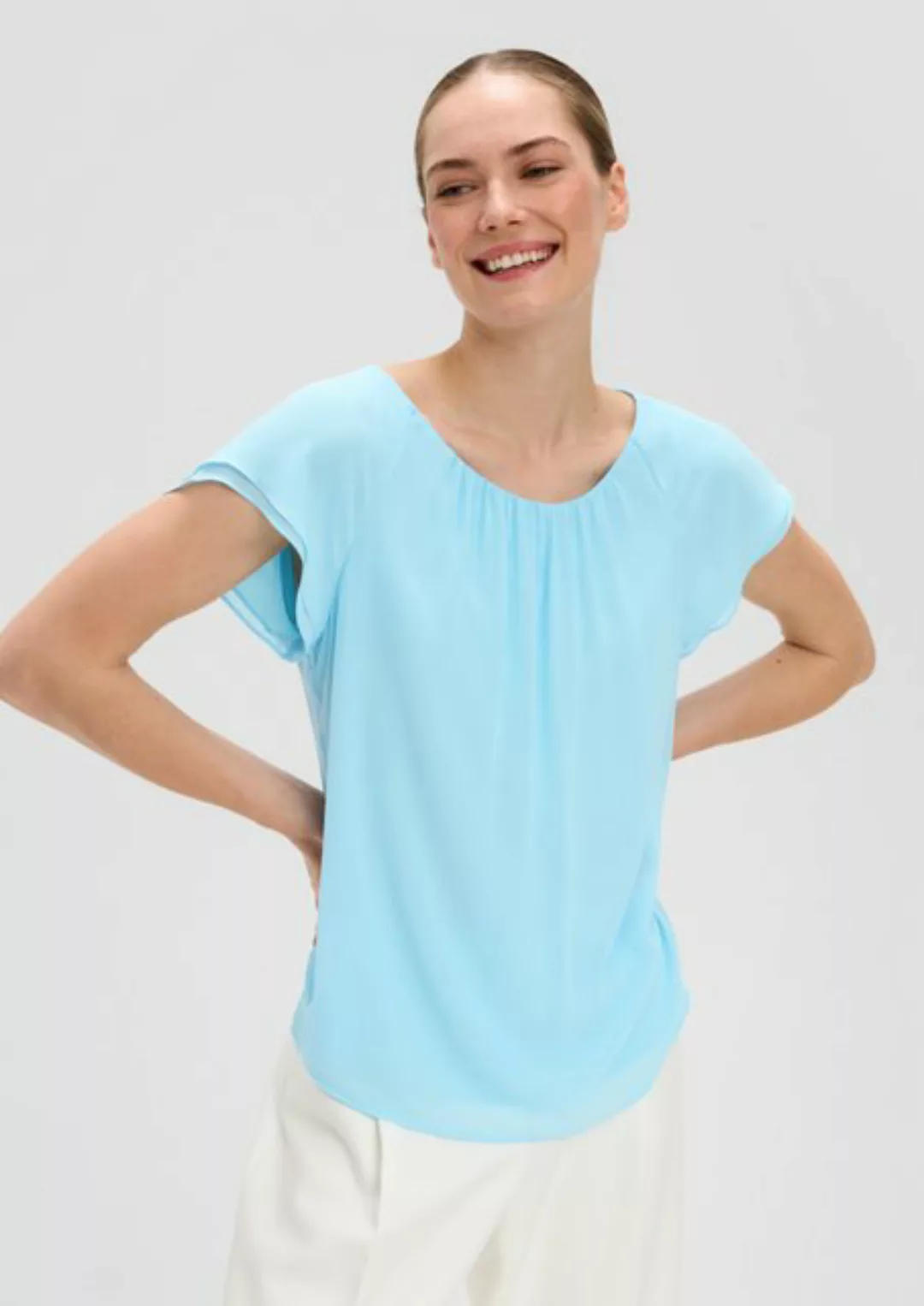 s.Oliver BLACK LABEL Kurzarmbluse Chiffon-Bluse mit Double-Layer Ärmeln Lay günstig online kaufen