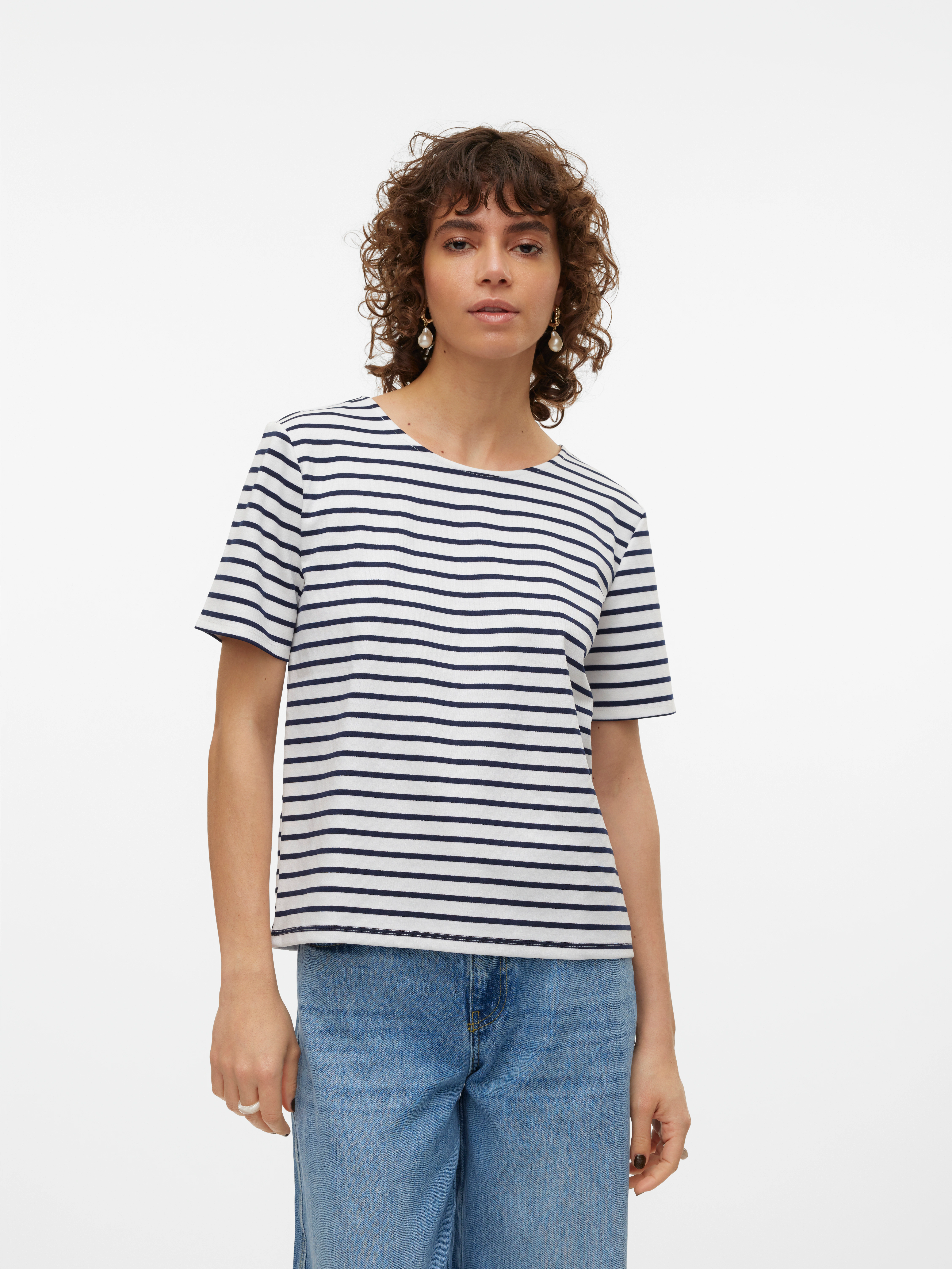 Vero Moda Rundhalsshirt "VMABBY SS ZIP TOP JRS NOOS", mit kurzem Reißversch günstig online kaufen