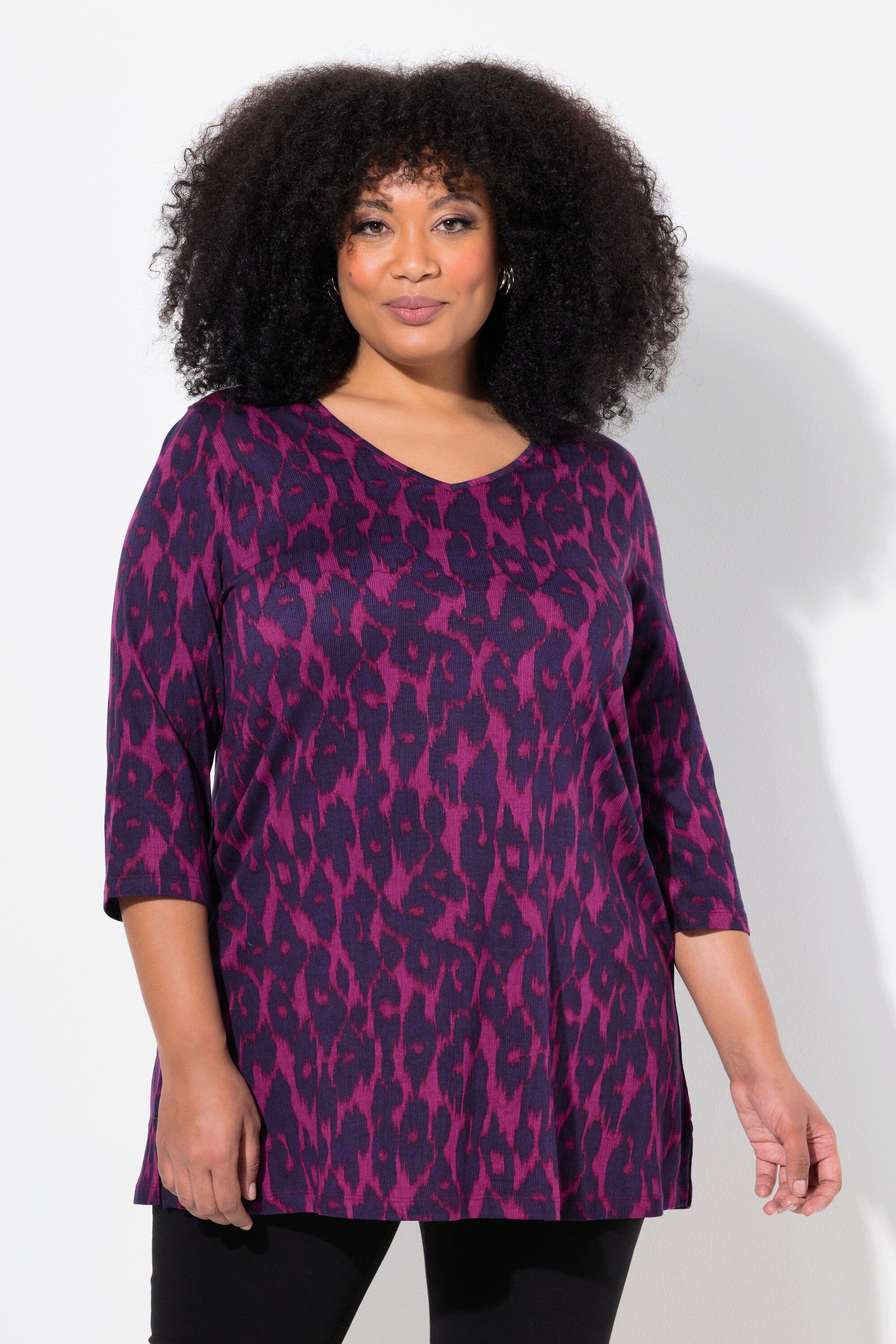 Ulla Popken Longshirt Longshirt A-Linie V-Ausschnitt günstig online kaufen