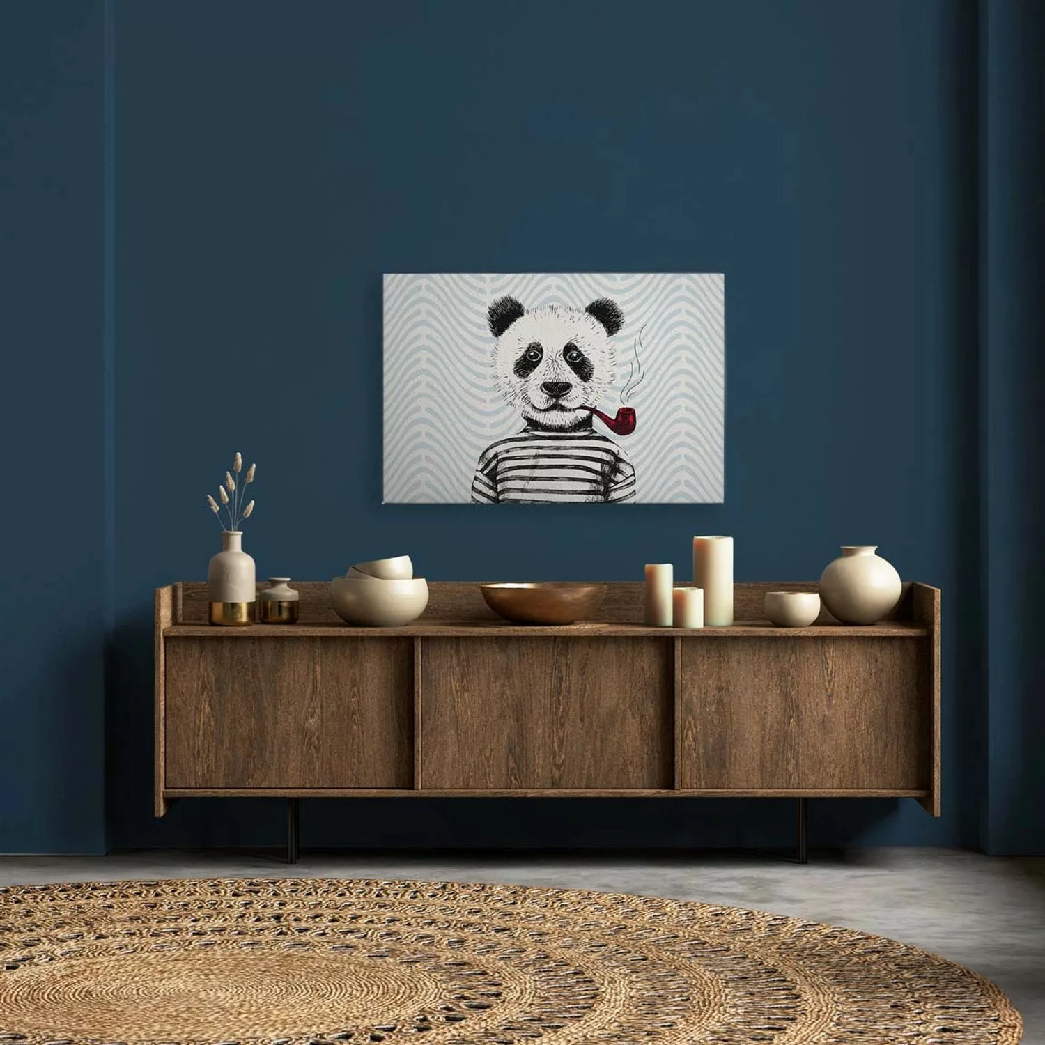 Bricoflor Panda Bild Auf Leinwand Maritimes Wandbild Für Kinderzimmer Und B günstig online kaufen