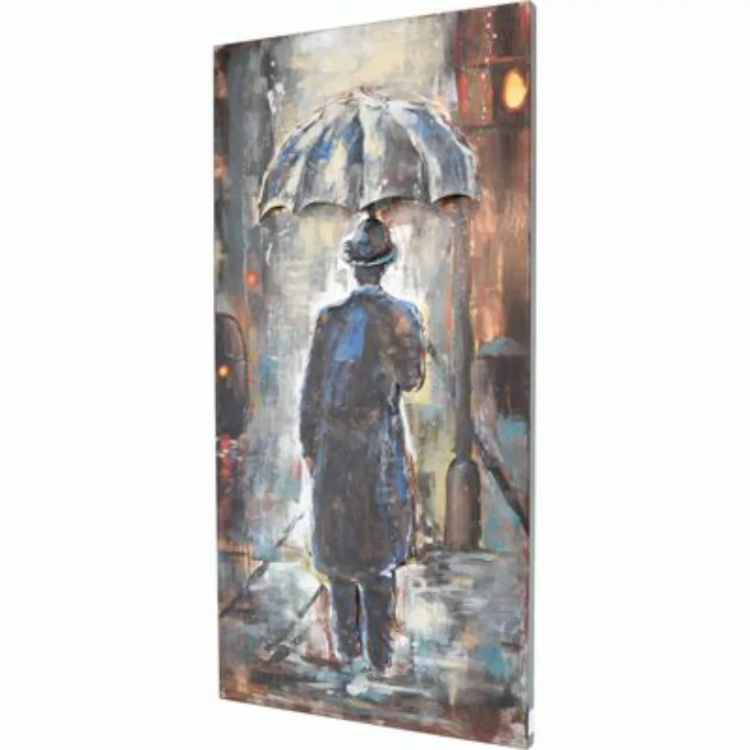 MÖBEL IDEAL 3D Metallbild Mann im Regen Wandbild 60 x 7 x 120 blau Gr. 120 günstig online kaufen