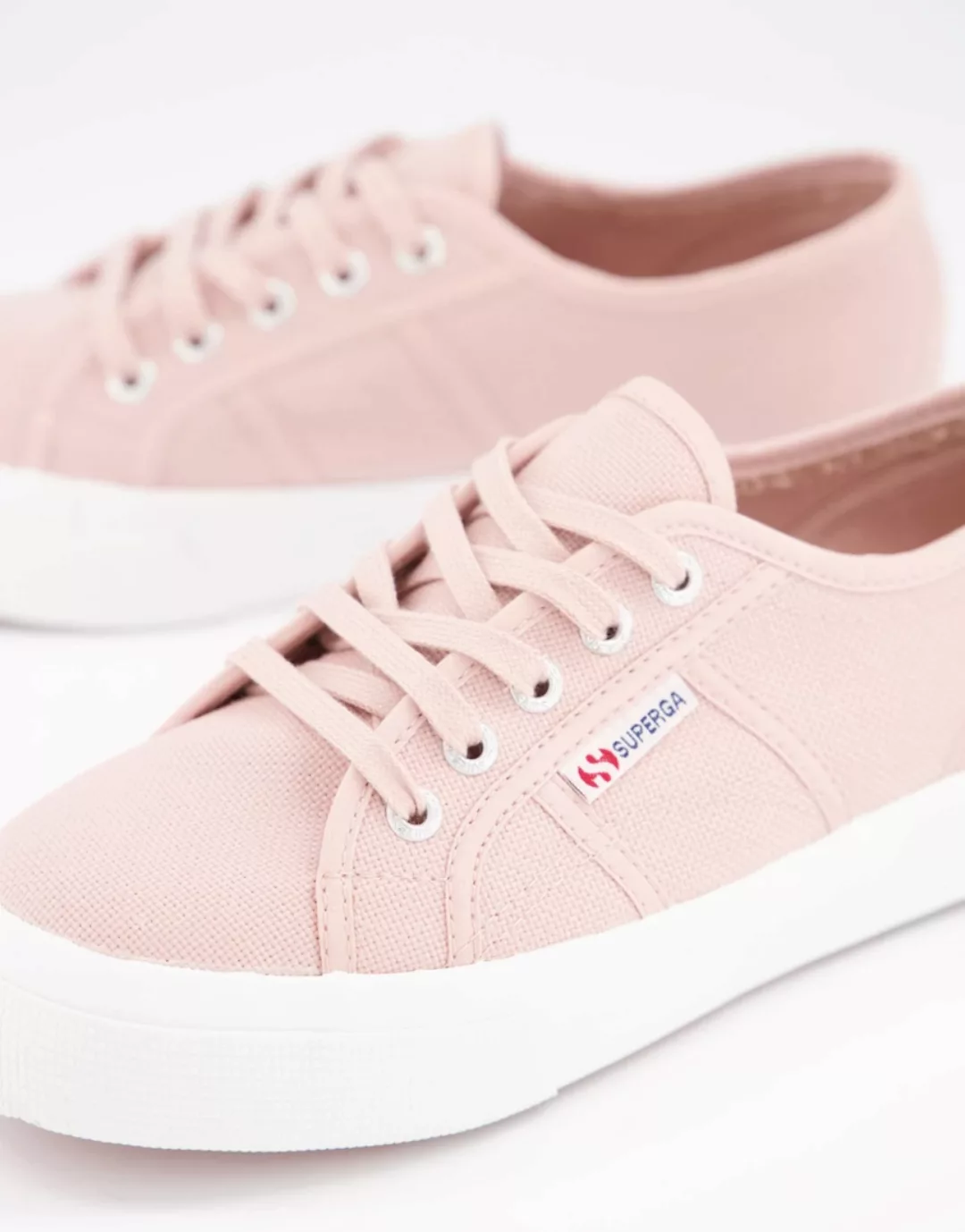 Superga – 2730 Cotu – Flache Sneaker zum Schnüren in rosa Leinenstoff günstig online kaufen