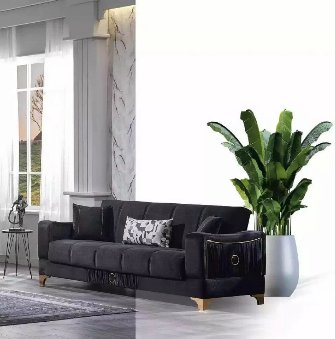 JVmoebel Sofa Schwarzer Dreisitzer Luxus Couch Wohnzimmer, 1 Teile, Made in günstig online kaufen