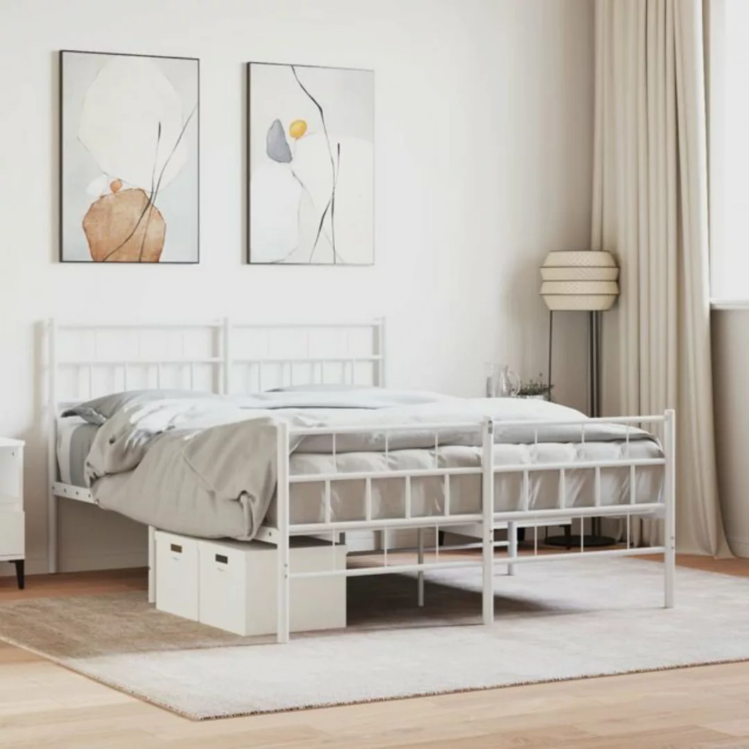 vidaXL Bett Bettgestell mit Kopf- und Fußteil Metall Weiß 160x200 cm günstig online kaufen