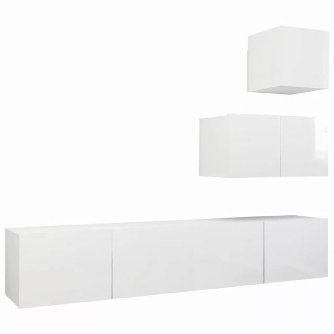 furnicato TV-Schrank 4-tlg. TV-Schrank-Set Hochglanz-Weiß Holzwerkstoff (1- günstig online kaufen