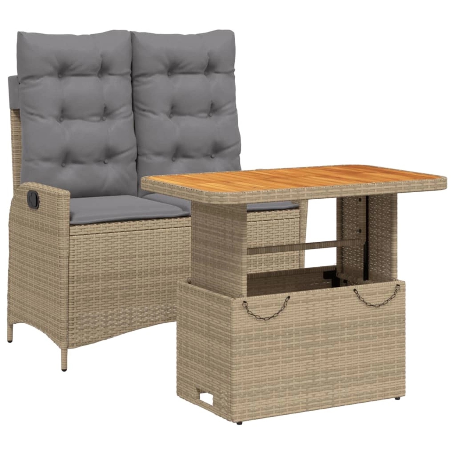 vidaXL 2-Tlg Garten-Essgruppe mit Kissen Beige Poly Rattan 3277490 günstig online kaufen