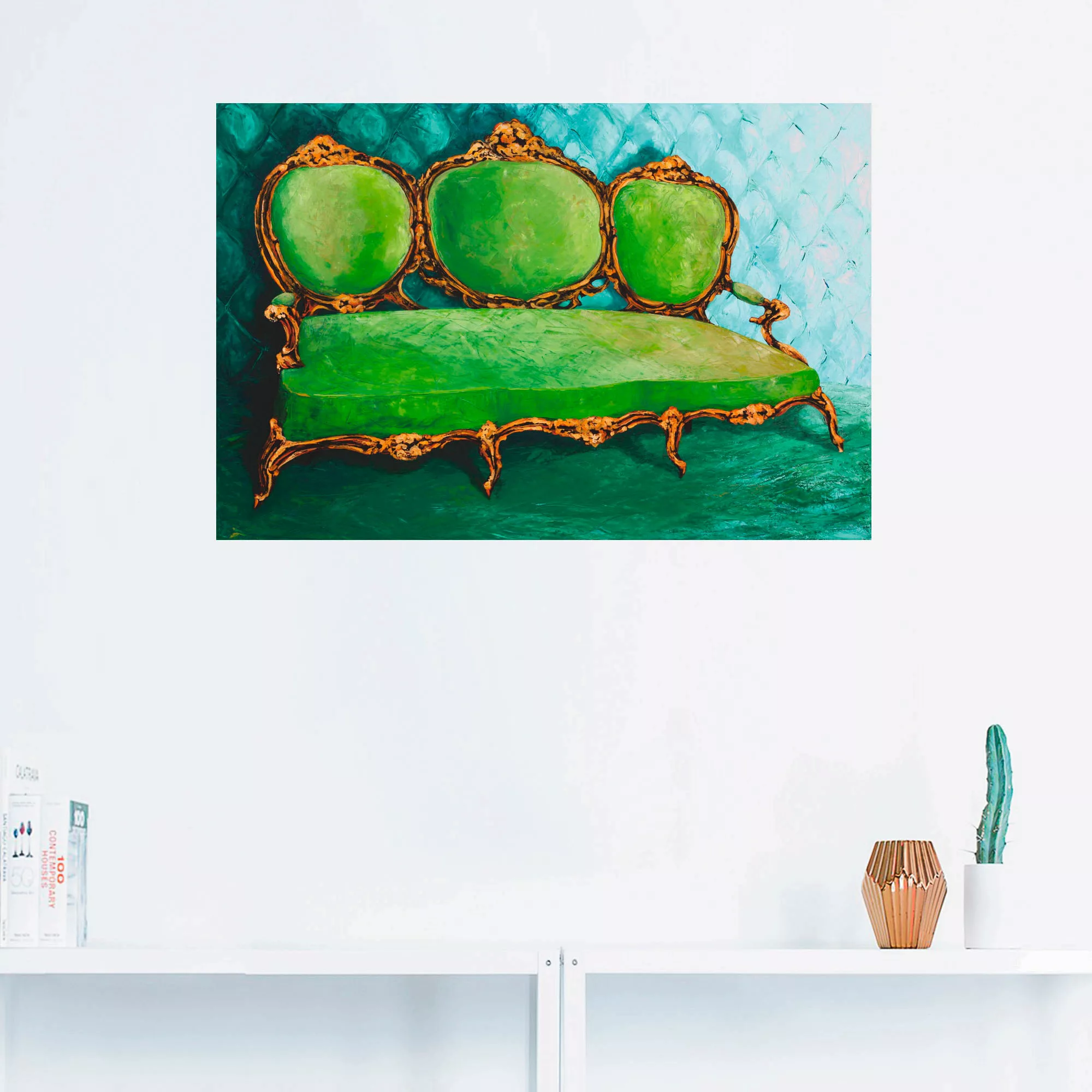 Artland Wandbild "Sofa grün", Innenarchitektur, (1 St.), als Leinwandbild, günstig online kaufen