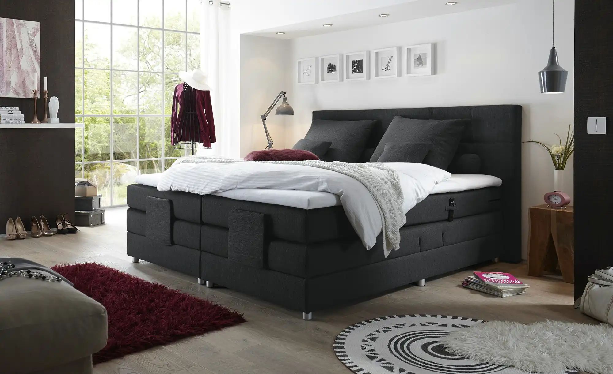 uno Motor-Boxspringbett   Manolo ¦ schwarz ¦ Maße (cm): B: 202 H: 112 Bette günstig online kaufen