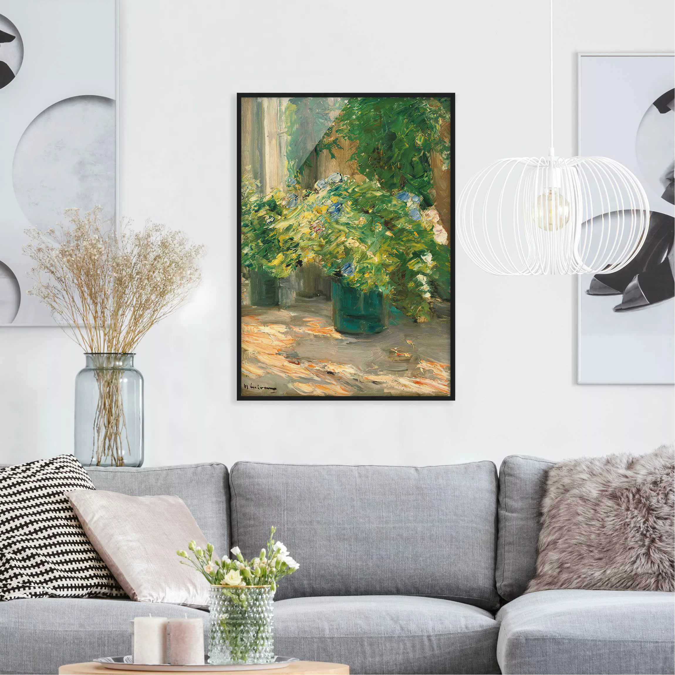 Bild mit Rahmen Kunstdruck - Hochformat Max Liebermann - Blumentöpfe vor de günstig online kaufen