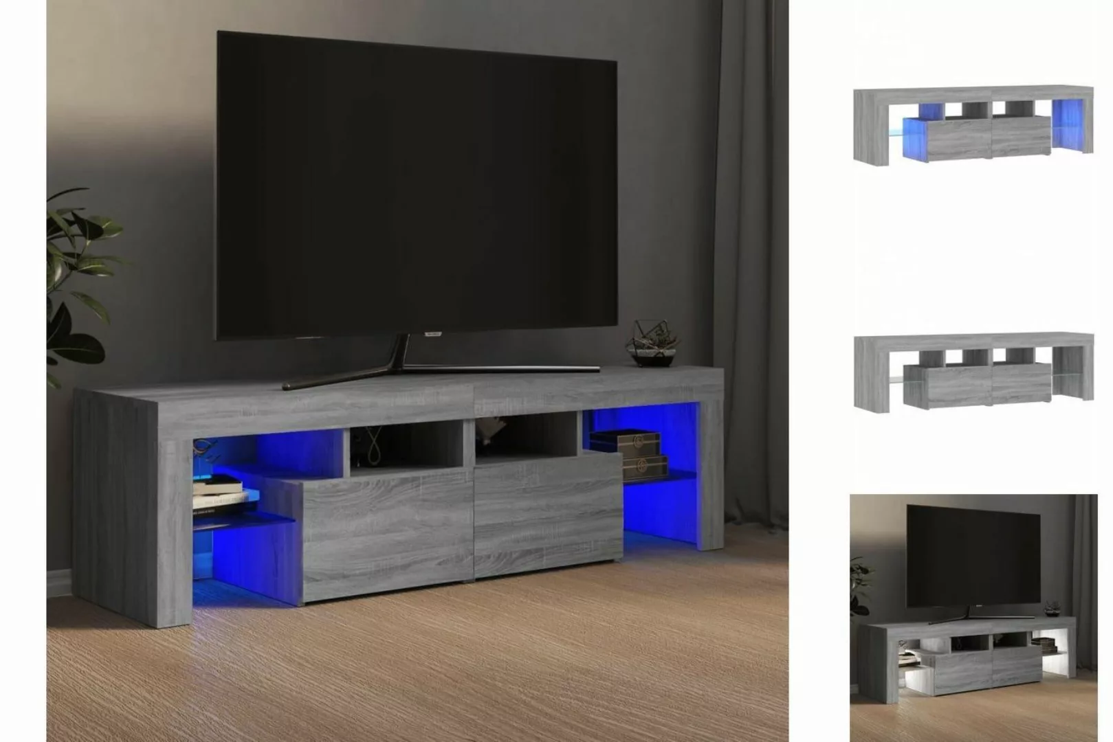 vidaXL TV-Schrank TV-Schrank mit LED-Leuchten Grau Sonoma 140x36,5x40 cm Lo günstig online kaufen