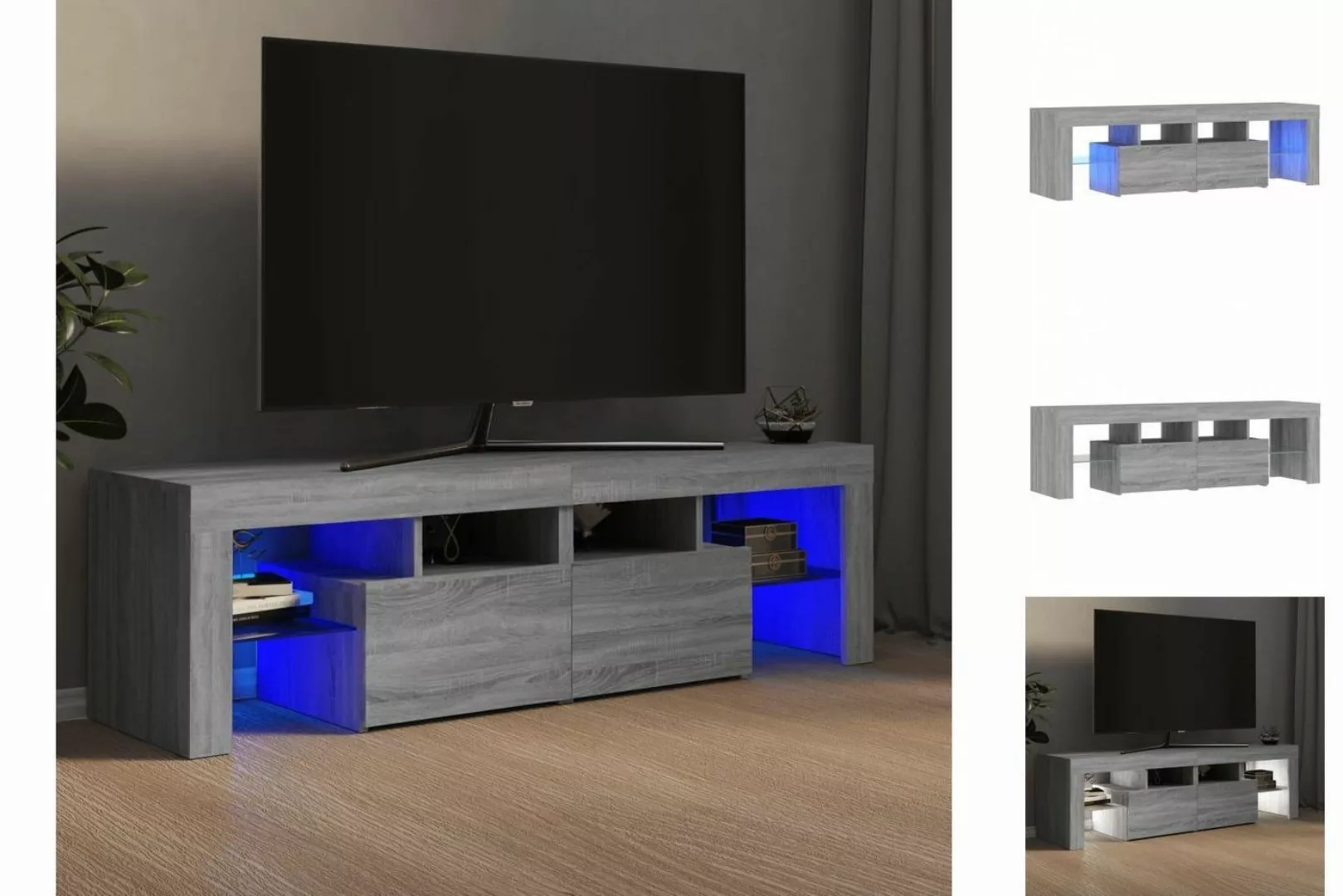 vidaXL TV-Schrank TV-Schrank mit LED-Leuchten Grau Sonoma 140x36,5x40 cm (1 günstig online kaufen