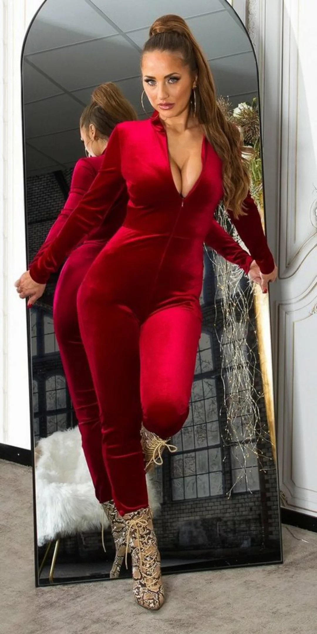 Koucla Jumpsuit in elegantem Samt-Look, langarm Einteiler günstig online kaufen