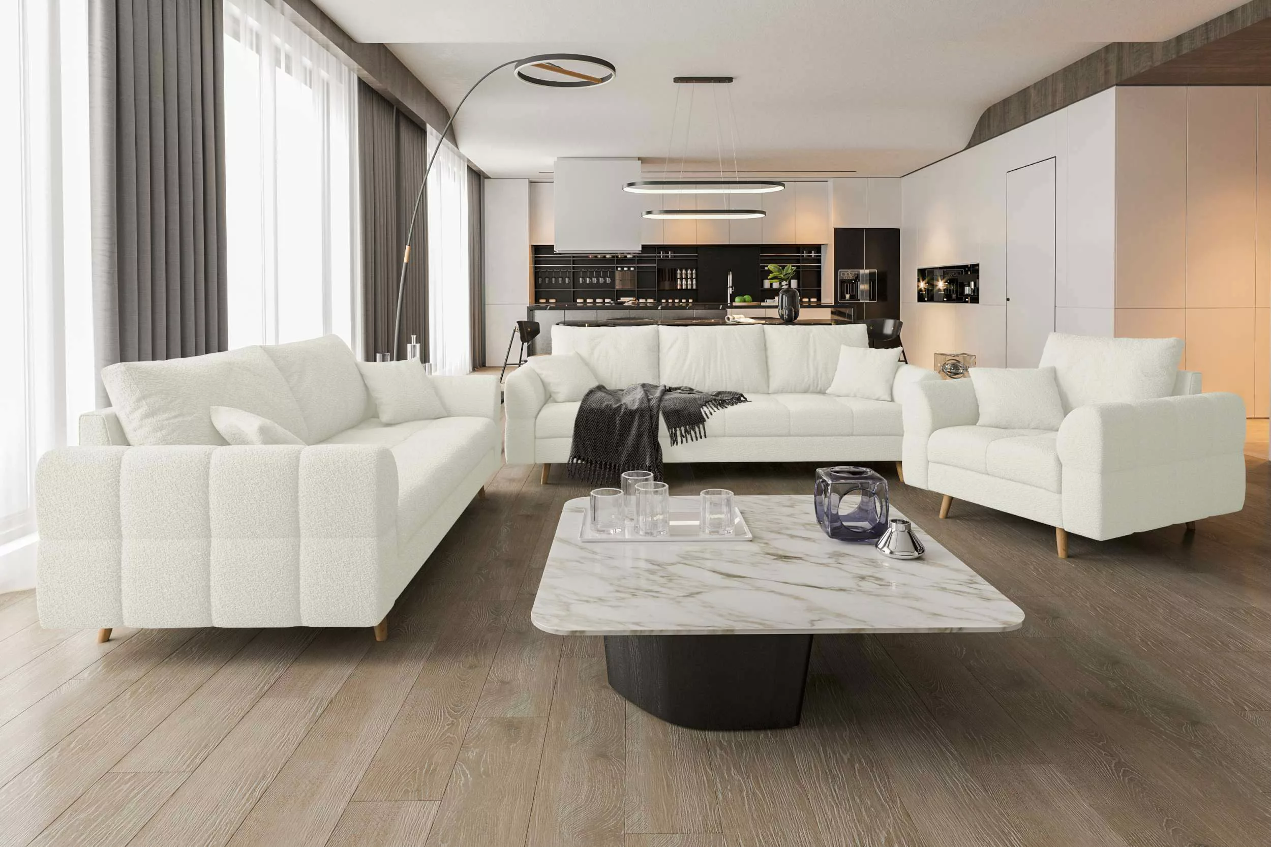 99rooms Polstergarnitur Bello, (Couchgarnitur, Set (3-tlg), günstig online kaufen