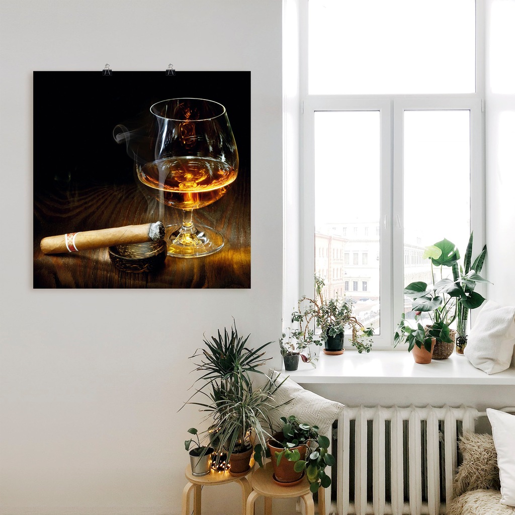 Artland Wandbild "Zigarre und Cognac", Zigarren, (1 St.), als Leinwandbild, günstig online kaufen