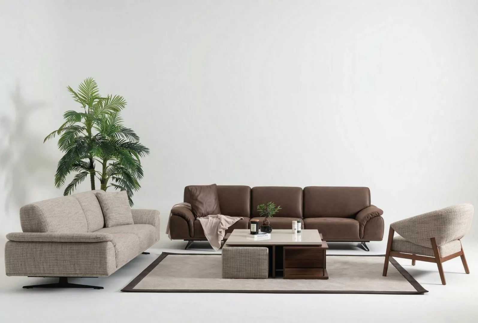 Xlmoebel Sofa Wohnlandschaft mit 3+3+1 Sitzplätzen in modernem Design, Herg günstig online kaufen