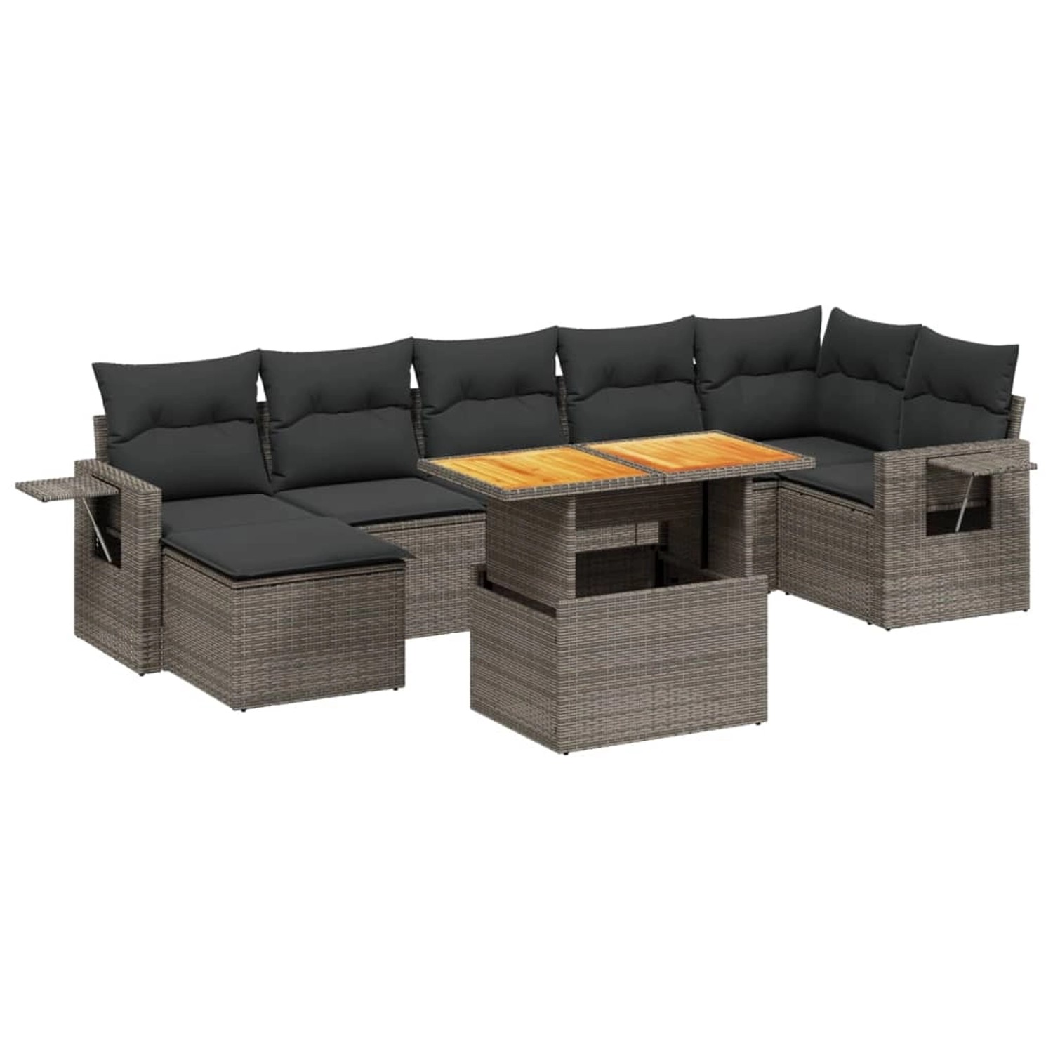 vidaXL 8-Tlg Garten-Sofagarnitur mit Kissen Grau Poly Rattan 3271865 günstig online kaufen