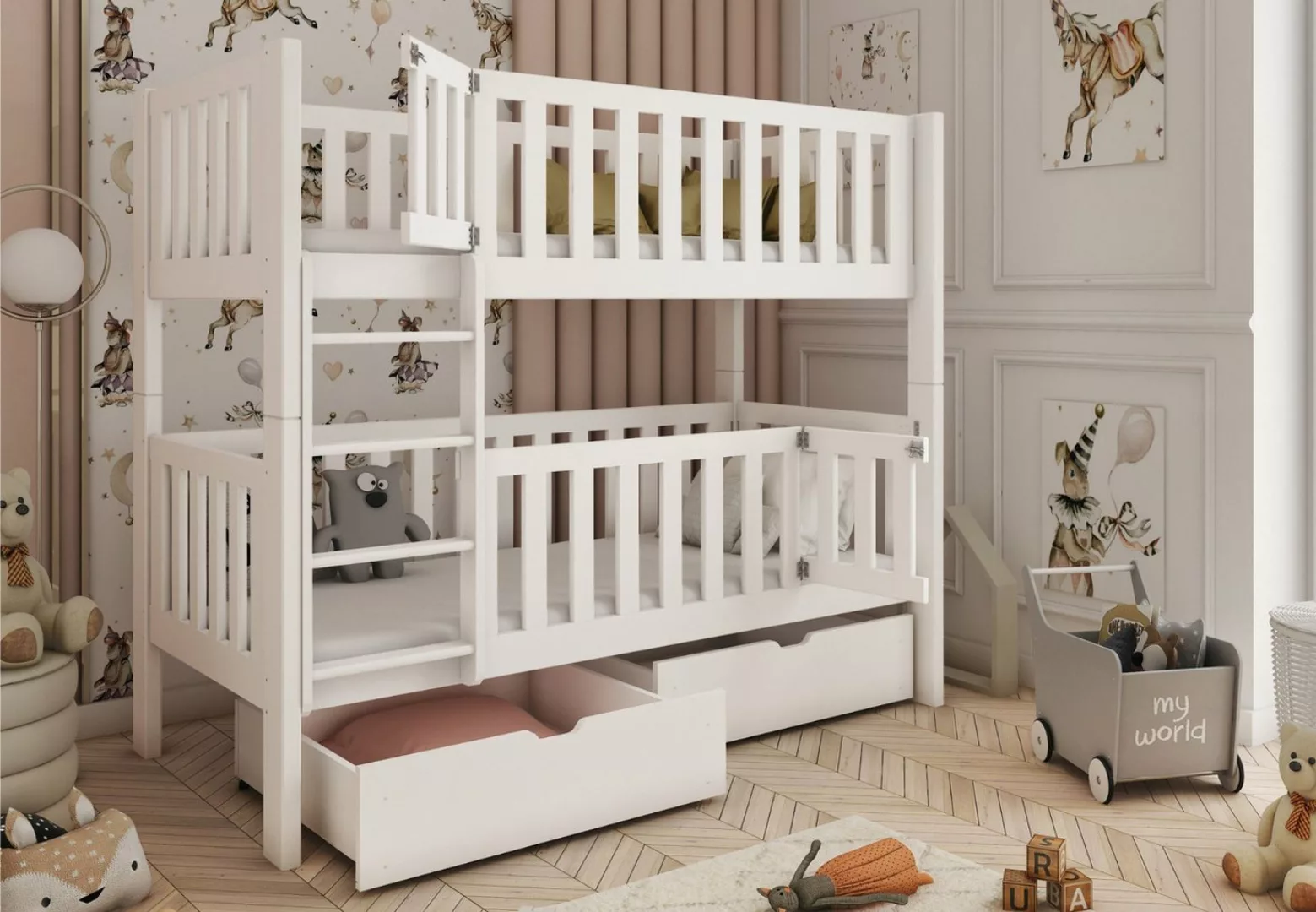 Kids Collective Etagenbett Kinderbett 80x180, schließbarem Rausfallschutz, günstig online kaufen