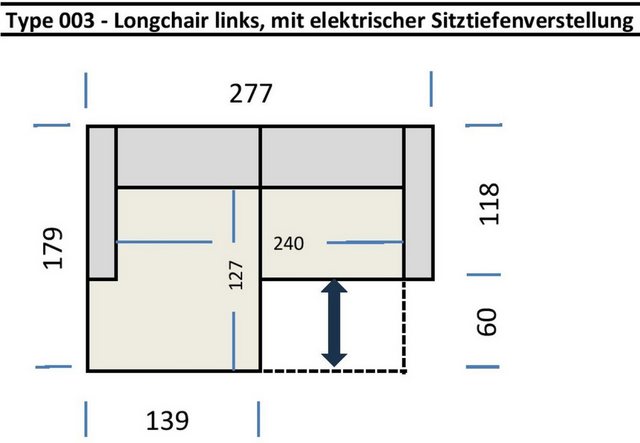 freiraum Wohnlandschaft Wolve, elektr. Sitzverstellung, 2 Kissen, hellgrau günstig online kaufen