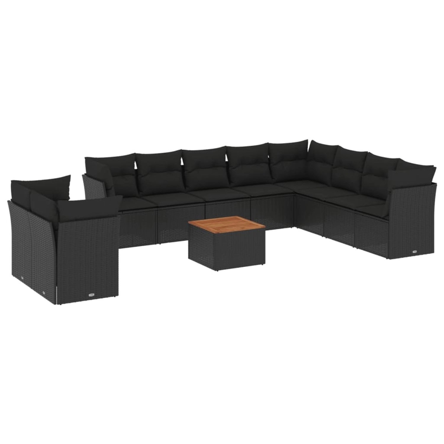 vidaXL 11-Tlg Garten-Sofagarnitur mit Kissen Schwarz Poly Rattan 3256048 günstig online kaufen