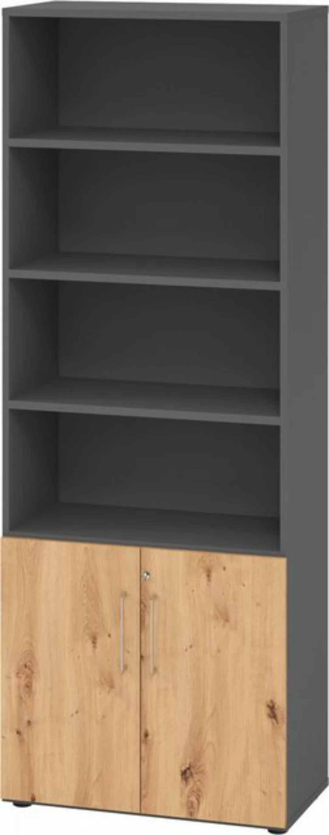 bümö Aktenschrank smart Kombischrank - 2 plus 4 Ordnerhöhen Dekor: Graphit/ günstig online kaufen