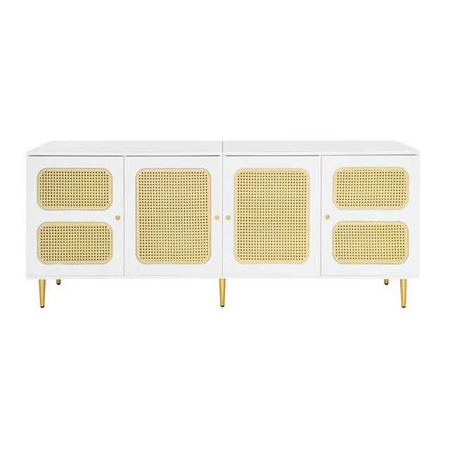 IDEASY TV-Schrank Eleganter Weißer Rattan-TV-Schrank 180x40x72 cm - (Mit 4 günstig online kaufen