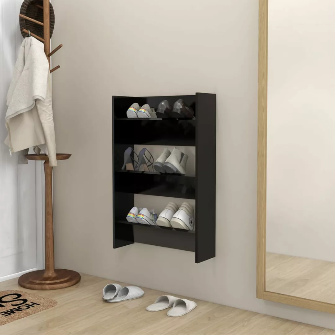 Wand-schuhschrank Schwarz 60x18x90 Cm Spanplatte günstig online kaufen