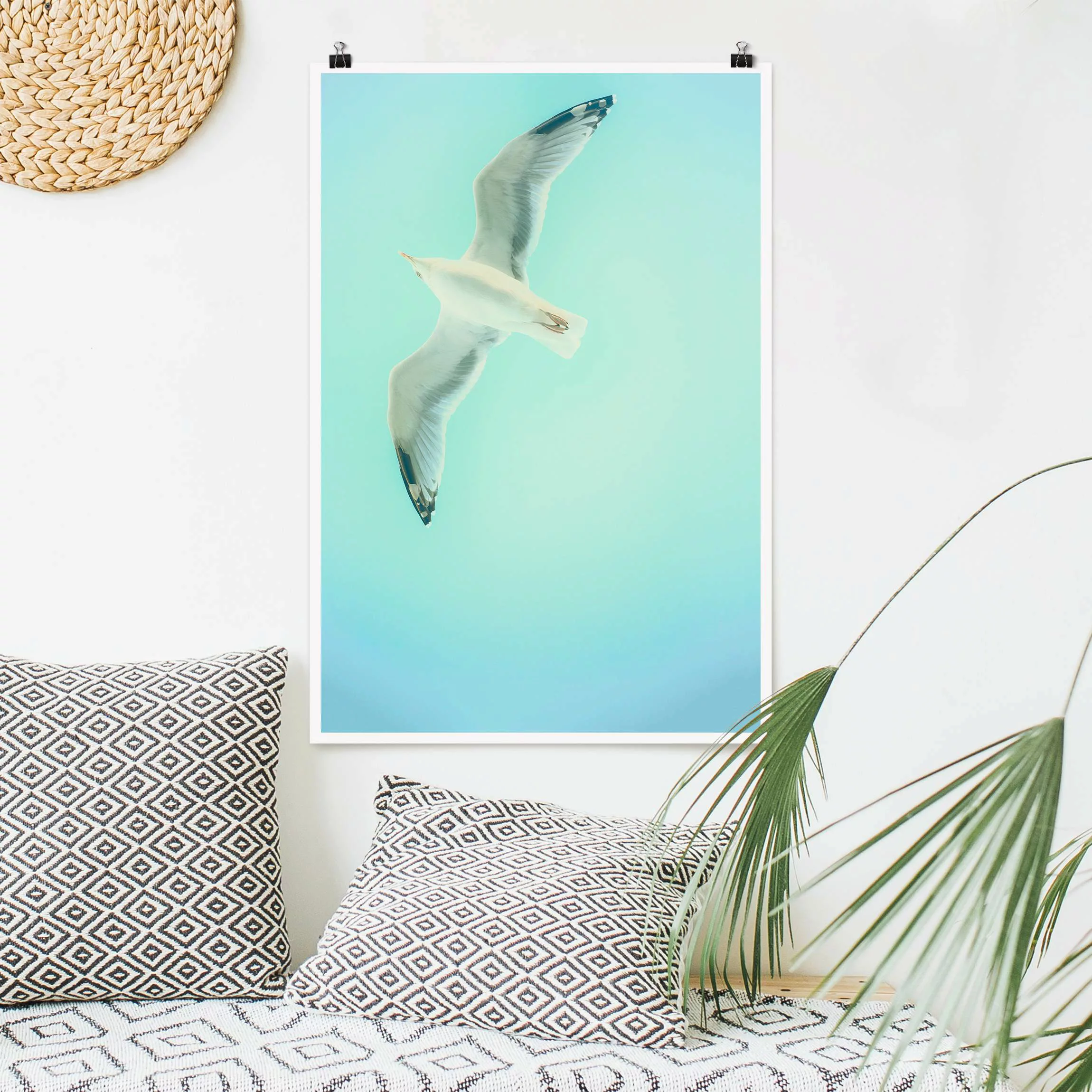 Poster Blauer Himmel mit Möwe günstig online kaufen