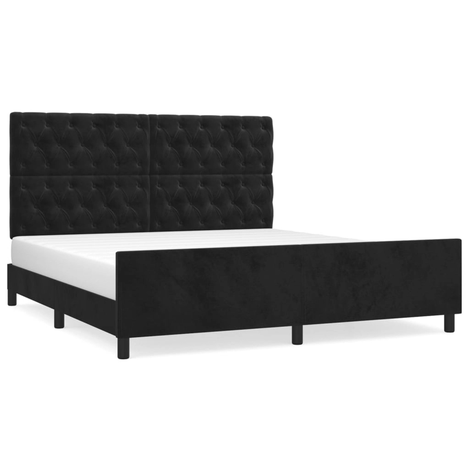 vidaXL Bettgestell Bettrahmen mit Kopfteil Schwarz 160x200 cm Samt Bett Bet günstig online kaufen