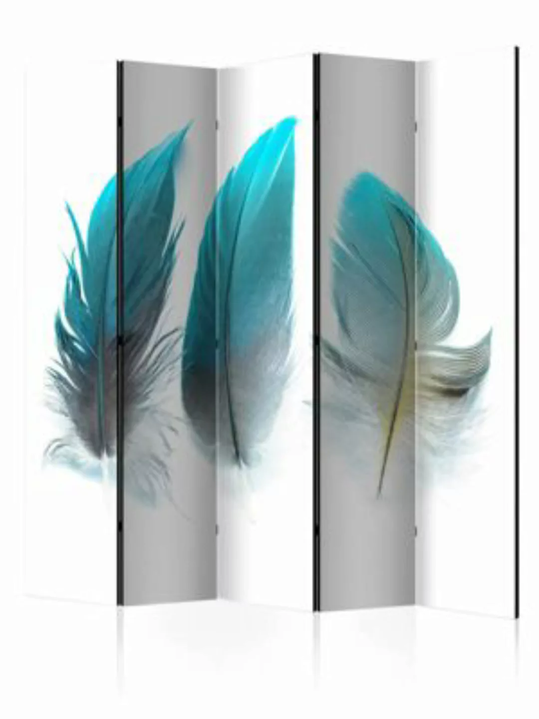 artgeist Paravent Blue Feathers II [Room Dividers] blau-kombi Gr. 225 x 172 günstig online kaufen