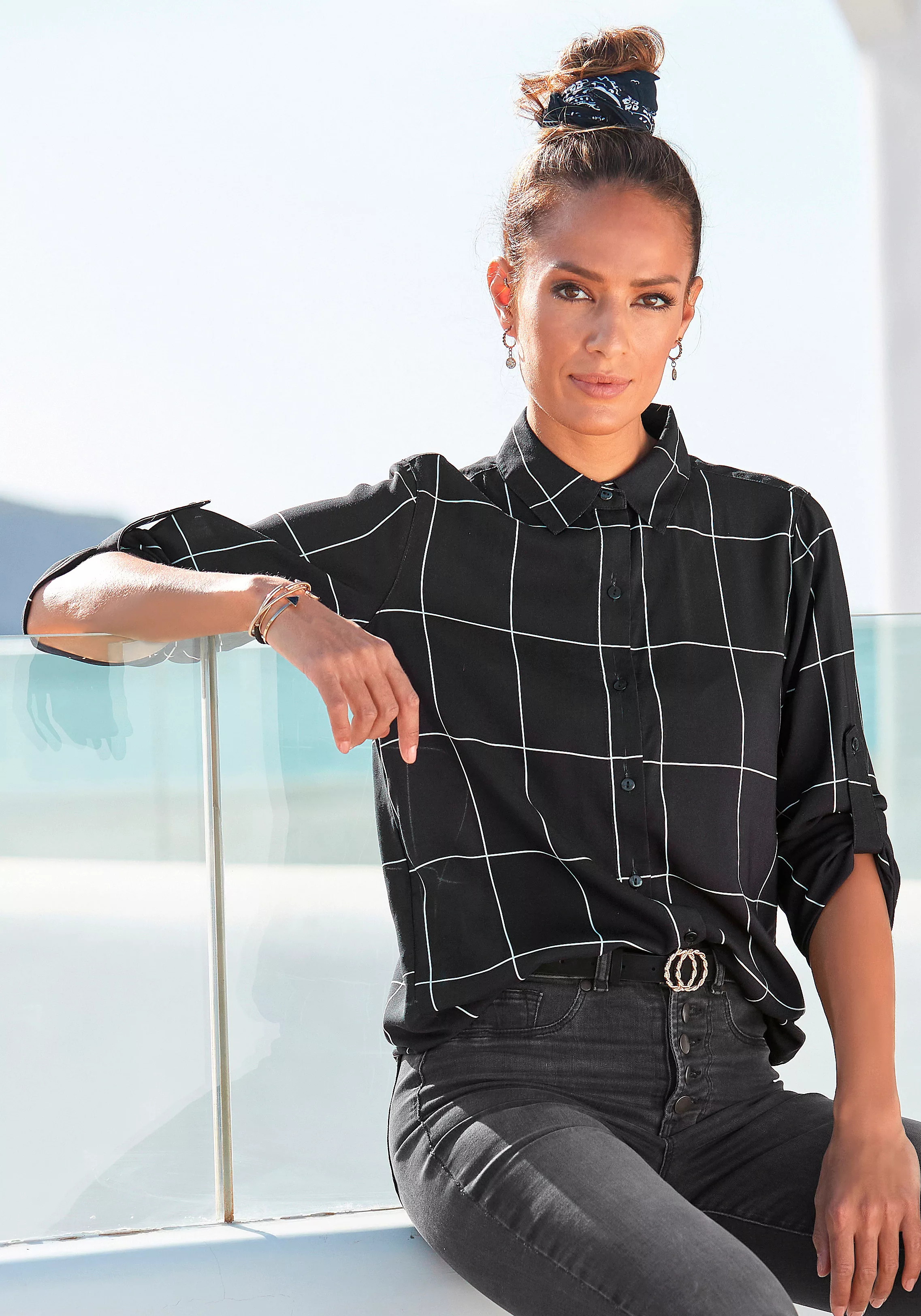 LASCANA Hemdbluse mit Karoprint und Blusenkragen, Karohemd im Business-Look günstig online kaufen