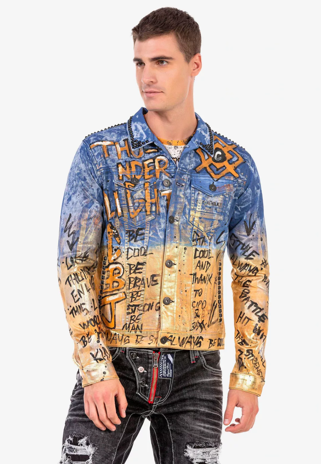 Cipo & Baxx Jeansjacke, in coolem Graffiti-Design günstig online kaufen