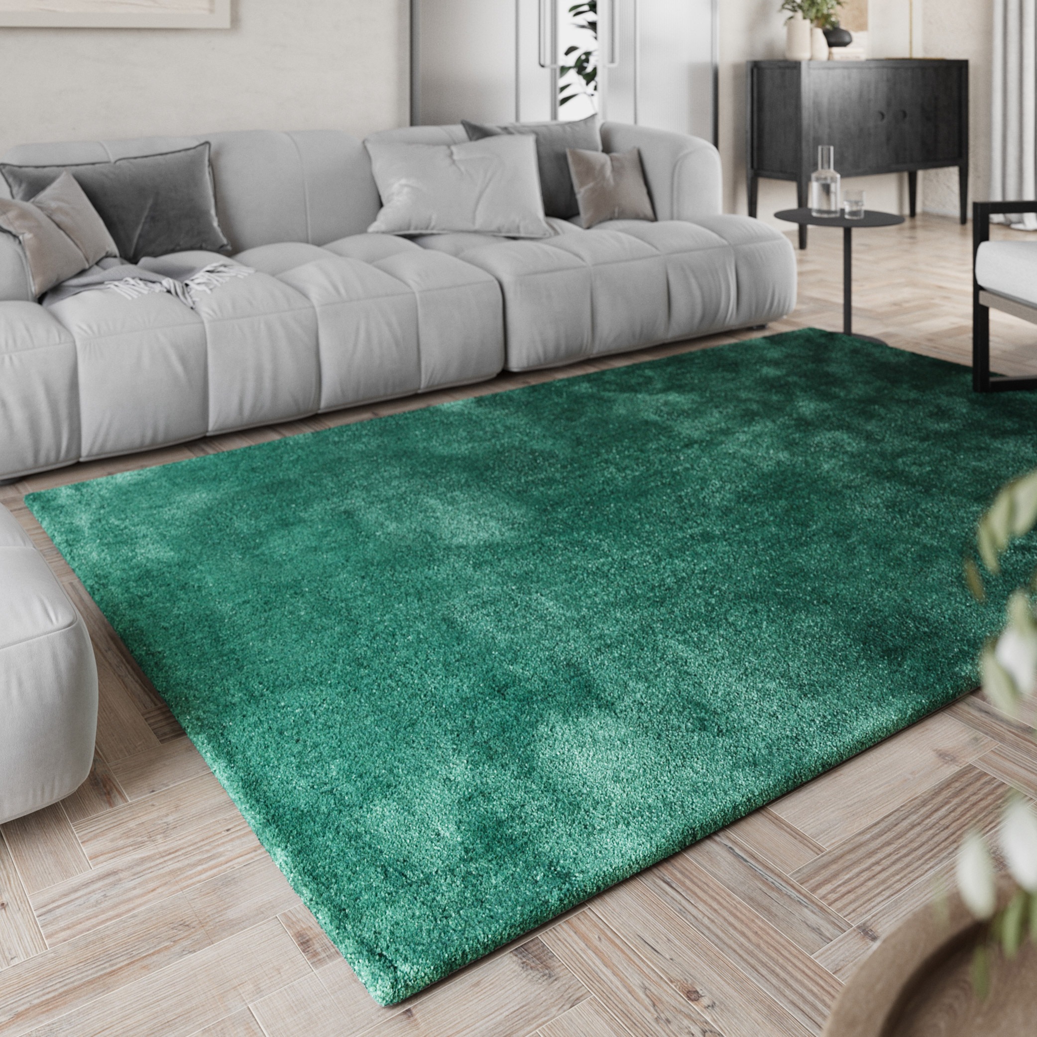 Homie Living Teppich »Pisa«, rund, 25 mm Höhe, Hochflor, Microfaser, uni, w günstig online kaufen
