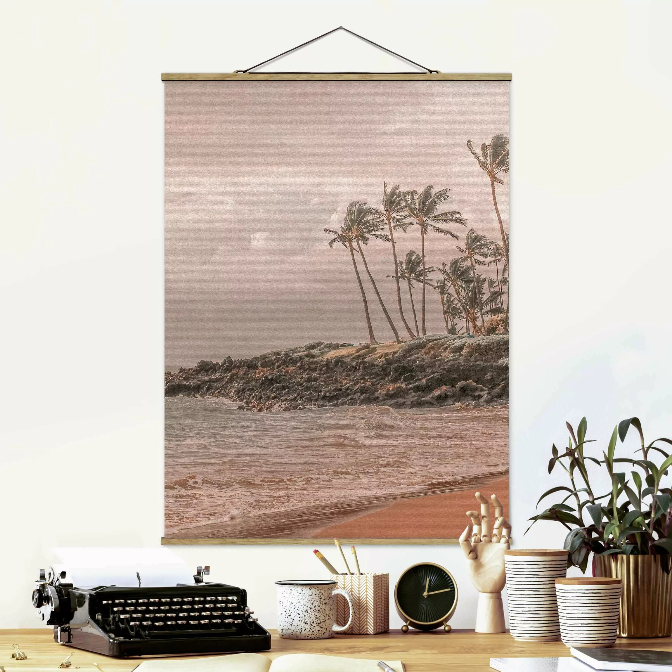Stoffbild mit Posterleisten Aloha Hawaii Strand II günstig online kaufen