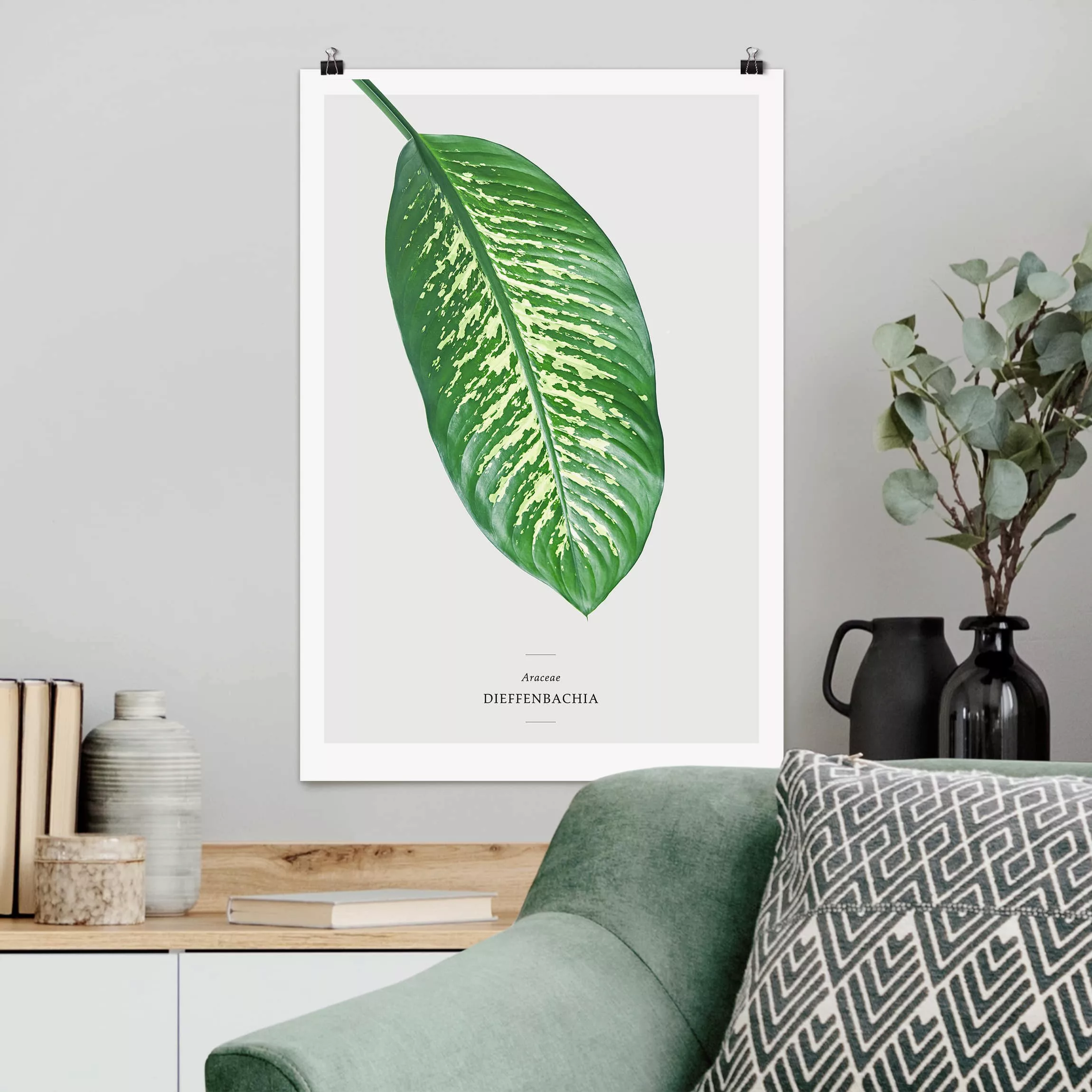 Poster Blumen - Hochformat Tropisches Blatt Dieffenbachie günstig online kaufen